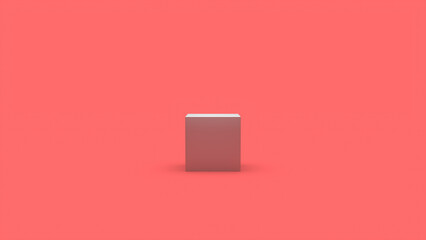 Silver 3D cube on a light pink infinite background. Template for product showcase, space for text,...