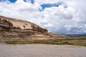 Vast valley and mountains landscape with dramatic sky, Peru