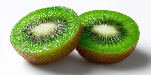 Fototapeta premium 3D Fruit, Sliced kiwi fruit isolated on a white background for food photography.