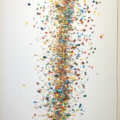 Fototapeta premium Colorful confetti explosion on a white background.