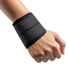 Wrist support band for injury recovery and stability during physical activities, cutout isolated on transparent bg, png