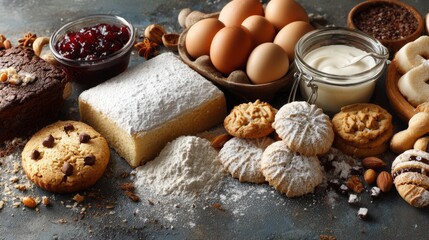 Fototapeta premium Assorted cookies neatly arranged, a cozy and inviting display of homemade treats 