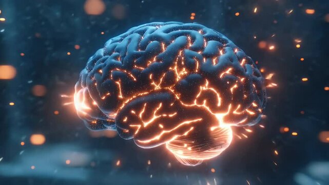 Fiery brain, glowing with internal energy