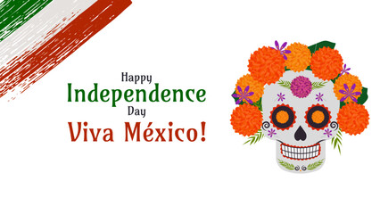 Mexican Independence Day Viva Mexico Fiesta 16th. Design template Poster card banner background. Vector illustration