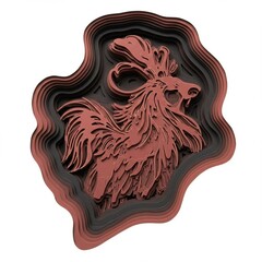 Layered Papercut Rooster Design Intricate Red and Brown Rooster Artwork