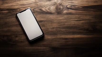 Smartphone on wooden surface