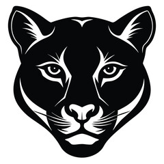 Cougar Head Silhouette Facing Forward Design for Banner or Advertisement