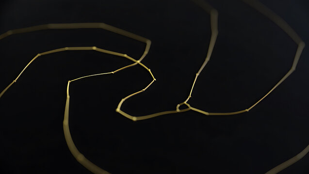 Abstract Swirling Golden Lines Dark Background Minimalist Gold Path Art Image