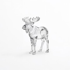 Moose crystal glass design for 3D on plain white background