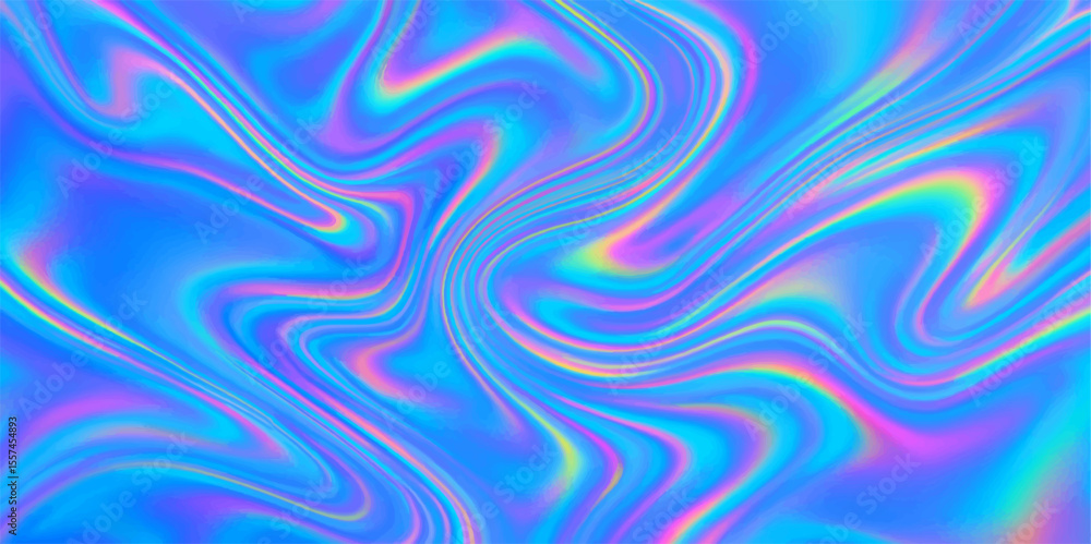 Poster abstract blue background with colourful wavy lines and flowing light patterns