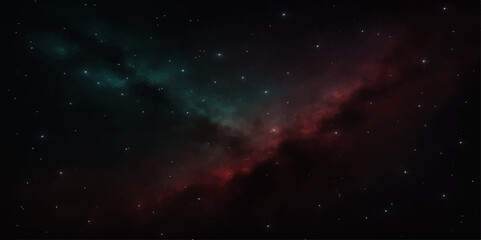 A clear night sky filled with stars and cosmic clouds in a deep space setting