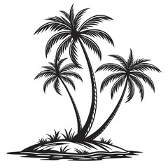 Obraz premium Elegant palm tree silhouettes in vector format, perfect for surf shop logos, travel ads, and warm-weather designs.