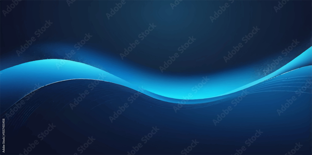 Aufkleber abstract blue background with flowing light waves and smooth, curving lines creates a dynamic and co