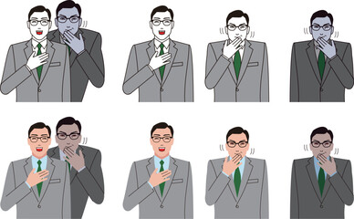 善人と悪人の会社員。人をだます詐欺師のイラスト。
