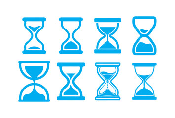 Blue Hourglass Icon Set – Time and Countdown Vector Collection. Victor illustration eps 10