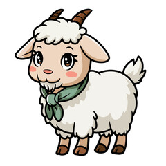 Baby Goat Sweet Farm Animal Clip Art Drawing on White Background.