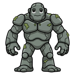 A cartoon of a monster with an angry face robust man made vector illustration.