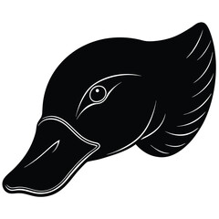 Detailed Platypus Head Silhouette Design with Bill and Beak Features