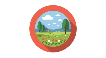 Pixel Art Landscape with Deer and Flowers