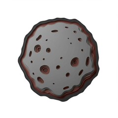Gray asteroid with craters layered paper cut style illustration 1024x1024 pixels