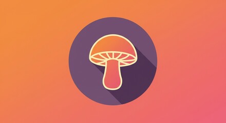 Pixel Art Mushroom Icon on Orange Background