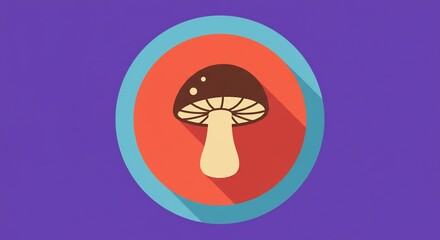 Pixel Art Mushroom Icon with Long Shadow