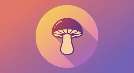 Pixel Art Mushroom Illustration with Gradient Background