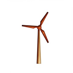 Single brown wind turbine illustration three blades isolated on white background