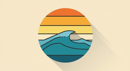 Pixel Art Ocean Wave Sunset Icon