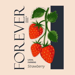 Strawberry graphic, vintage hand drawn fruits print design, summer t-shirt design, sweatshirt fruit print design,  fruit print artwork,  women's t-shirt , tops,