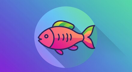 Pixel Art Rainbow Fish Illustration