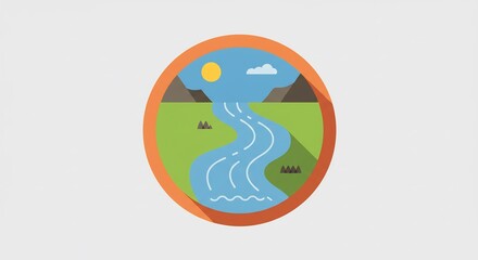 Pixel Art River Landscape Illustration