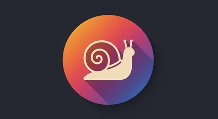 Pixel Art Snail Icon with Gradient Circle Background