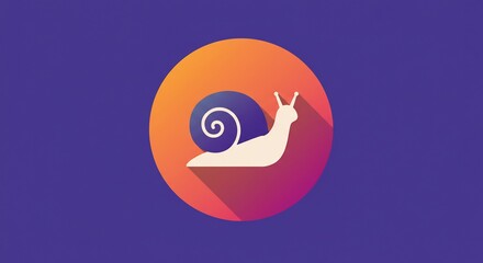 Pixel Art Snail Illustration on Gradient Circle Background