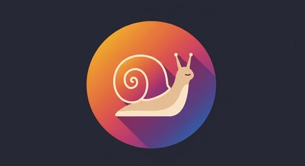 Pixel Art Snail Illustration with Gradient Circle Background