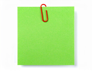 Bright Green Square Note Pad with Red Paperclip