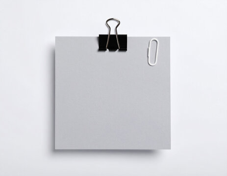 Simple Grey Note Paper with Metal Binder Clip