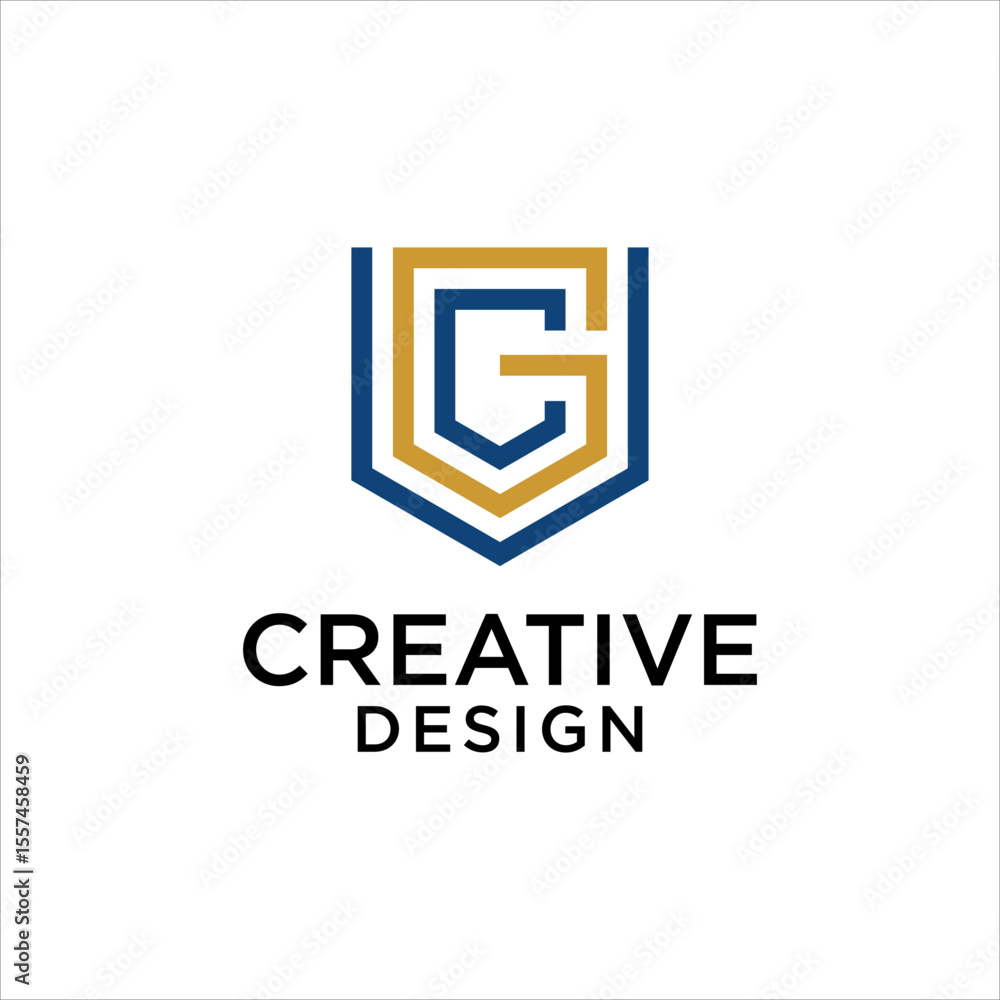Fototapete initial vgc or cgv logo design vector with shield guard technology design service. protect logo bran