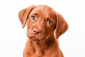 Cute Brown Puppy Tilting Head with Curious Expression