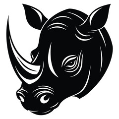 Rhino Head Silhouette with Horn Up Front Design for Power Theme