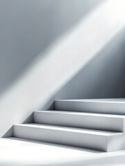 Obraz premium Modern Minimalist White Steps Product Display Platform with Sunlight