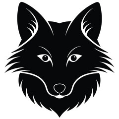 Arctic Fox Head Silhouette with Bushy Outline Design for Banner or Advertisement