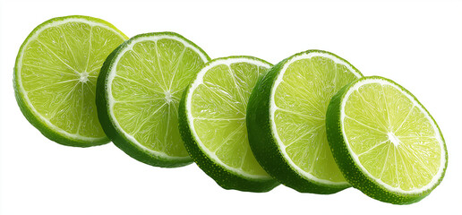 Lime slices isolated on a white background, in a simple style, in PNG format, lime, fruit, citrus, isolated, green. 