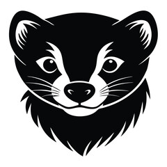 Ferret Head Silhouette with Mischievous Expression Design for Banner or Advertisement