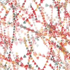 Multiple triangles seamless hand drawn pattern. Garland of triangles. Mineral green, brick red and pale orange colors with reflection on the white background. Pattern for wrapping, textile, print.