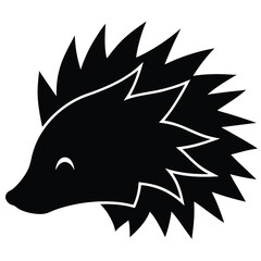 Porcupine Head Silhouette with Spiky Outline Design for Banner or Advertisement
