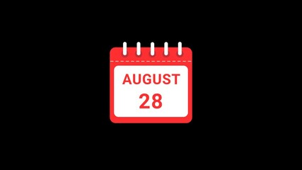 28 August Date Calendar Icon Animation