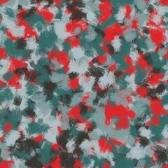 Multicolored random brush strokes. Feathers imitation. Lava red, dark green blue,  ash grey, regent grey and dark grey colors. Seamless hand drawn background.