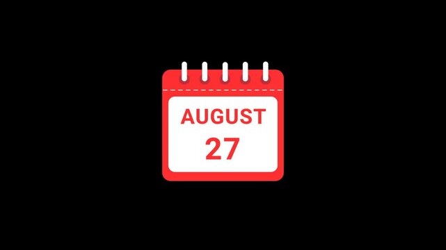 27 August Date Calendar Icon Animation