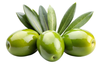 Fresh Green Olives with Leaves High-Quality Stock Photo of Luscious Olives